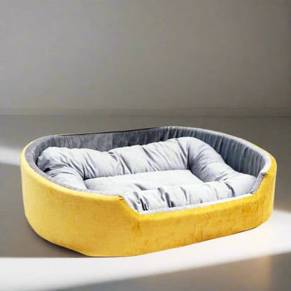 Furry Smile Simple Letest Beds, Sofas & Chair for Dog and Cat (Yellow Grey)