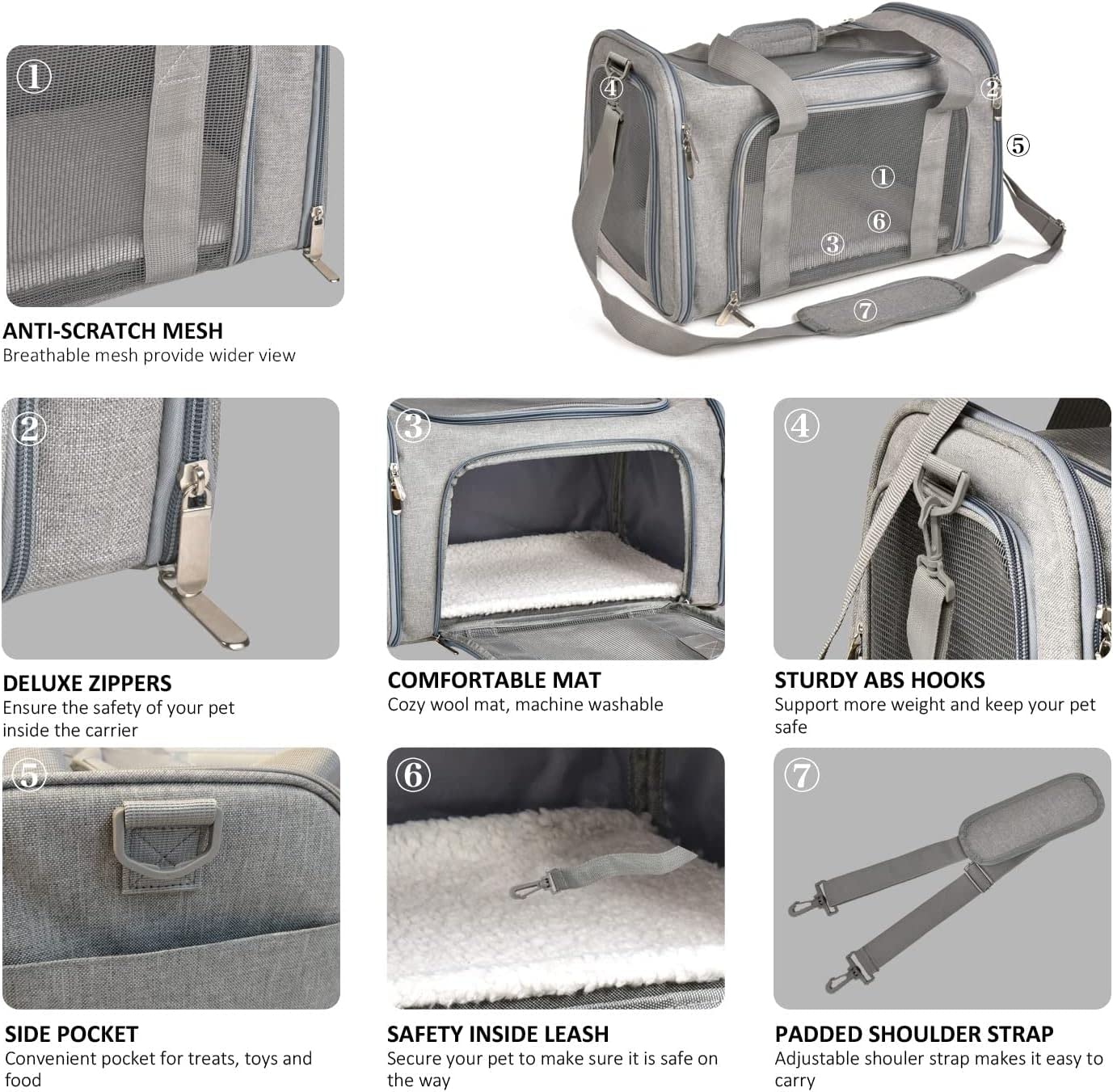 Cat Carriers Small Dog Puppy Carrier Pet Carrier Bag for Small Cats Dogs Puppies up to 4Kg, Airline Approved Small Dog Carrier Soft Sided, Collapsible Travel Puppy Carrier