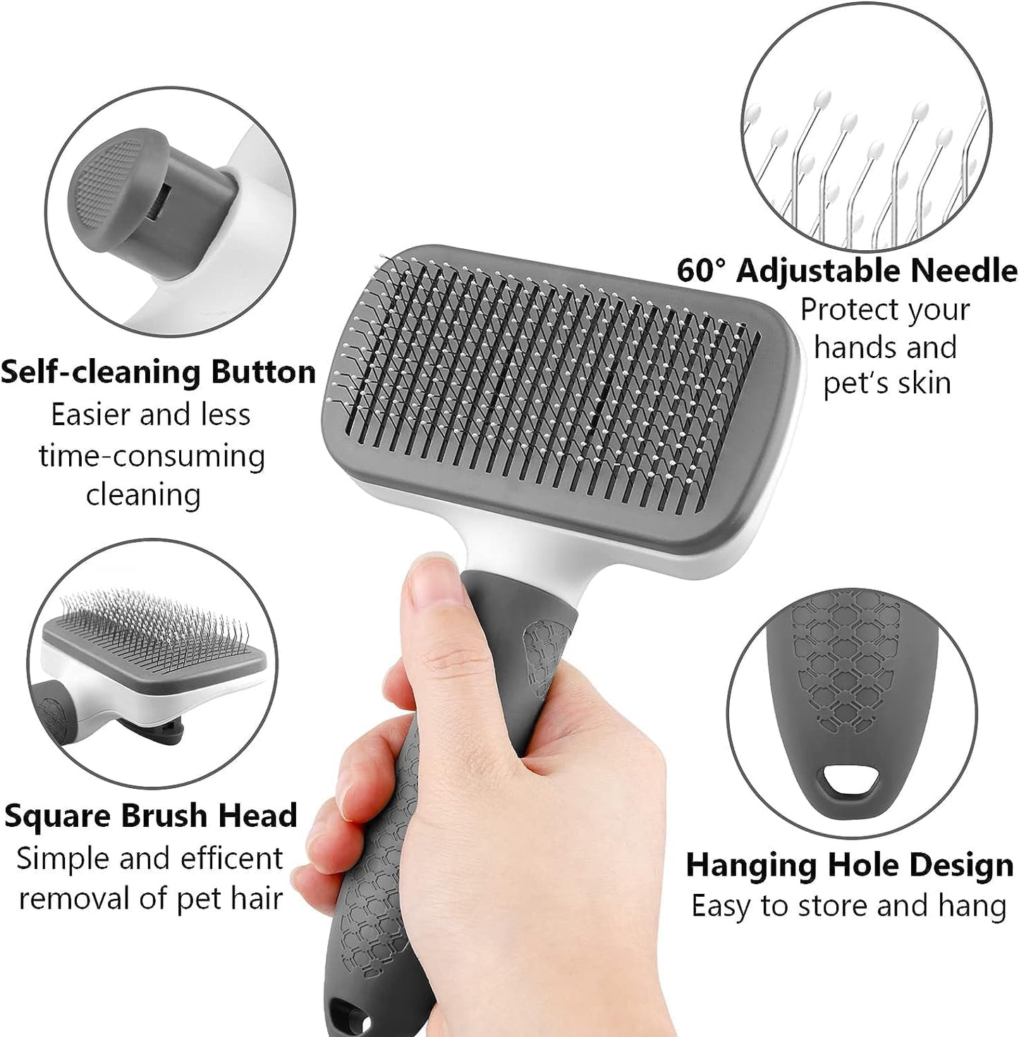 Pet Grooming Brushes, Self-Cleaning Slicker Brush for Dogs and Cats