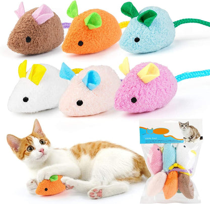 Cat Toy - 6 Pieces Mouse Plush Toys, Realistic Cute Kitten Mice Filled With Catnip