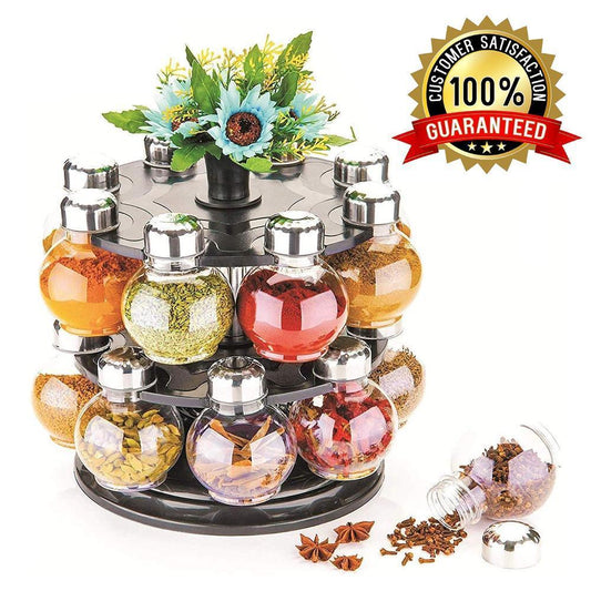 Multipurpose Revolving Plastic Spice Rack Set (16pcs) - CDesk Dropship