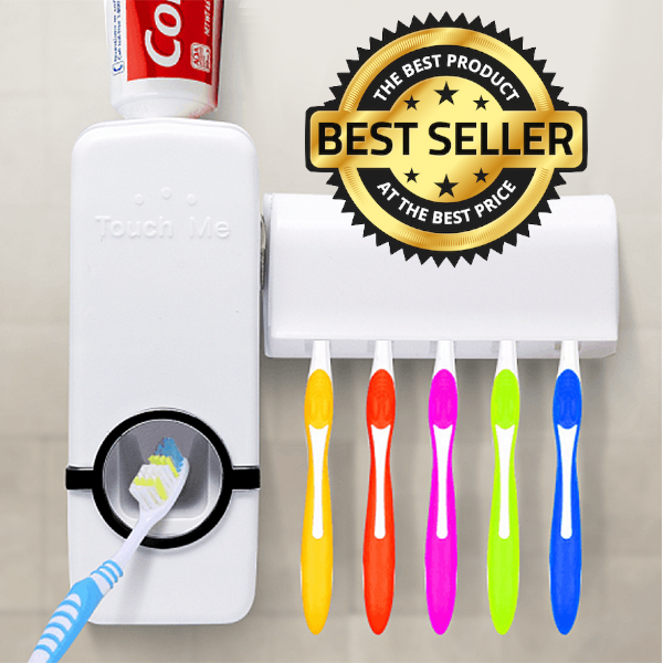 Wall Mount Automatic Toothpaste Dispenser With Toothbrush Holder - CDesk Dropship